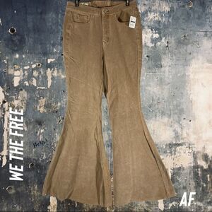 WE THE FREE CRVY SUPER HIGH RISE REAR LACE UP CORDS TAN NEW NWT SIZE 30